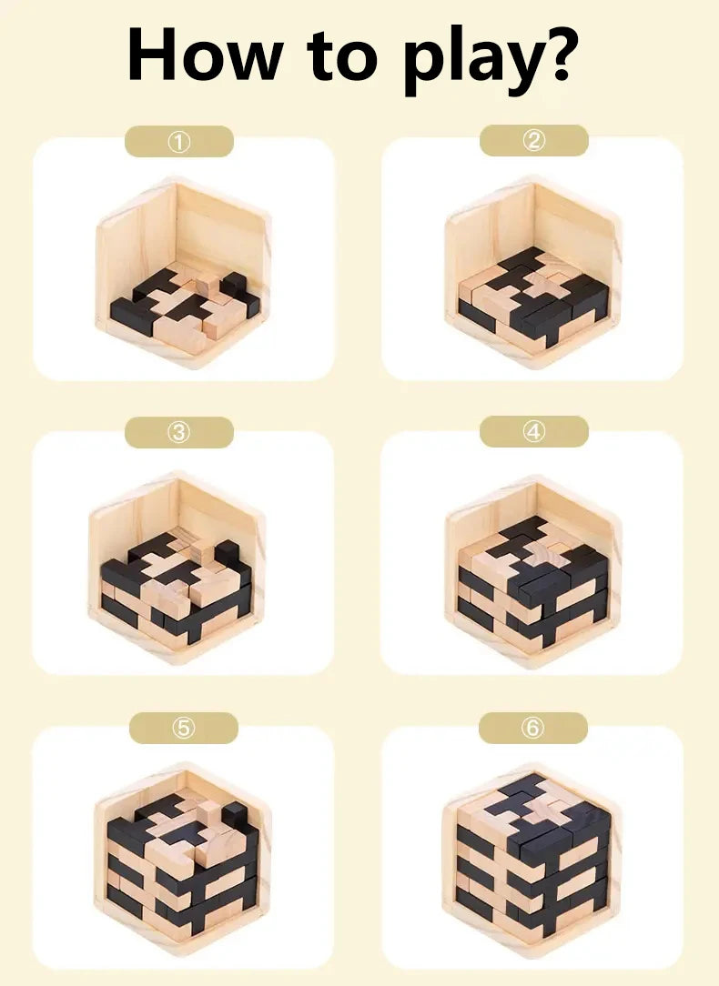 Funny Wooden Puzzles IQ Toys 54T Cube Educational Toys For Kids Intellectual Game For Adults And Puzzle Enthusiasts