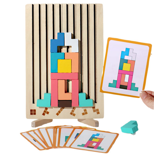 Wood Stacking Puzzle Toy Wooden Block Puzzles Board Memory Game Wooden Russian Blocks Puzzle Brain Teasers Toy for Toddlers
