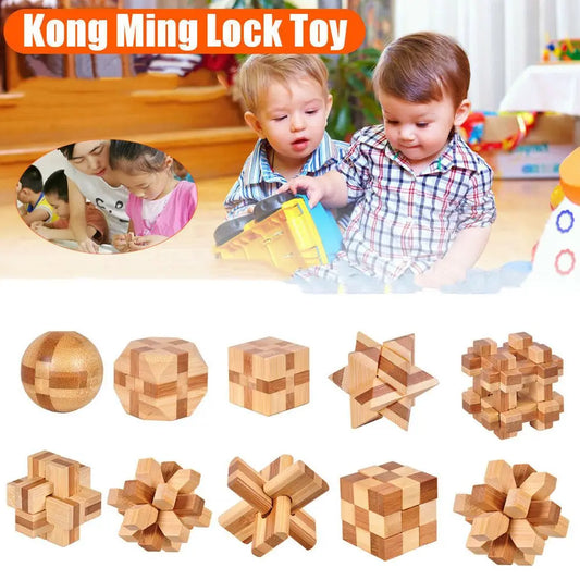 Wooden Small For Adults Children IQ Game Brain Teaser Puzzle Classic Toys Kong Ming Lock