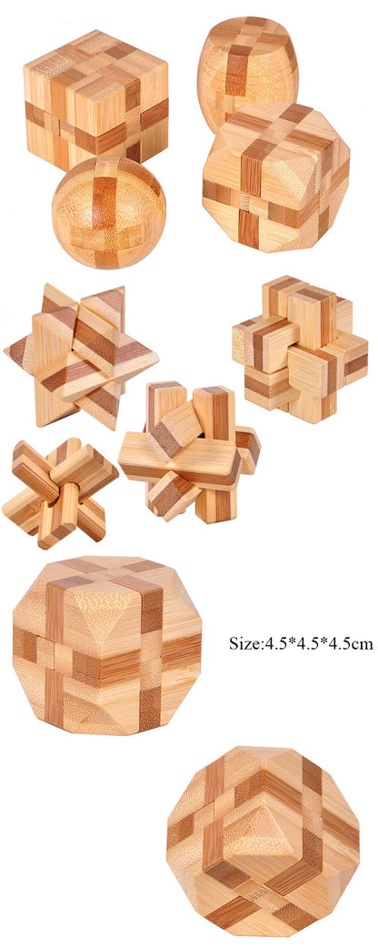Wooden Kong Ming Lock Lu Ban Lock IQ Brain Teaser Educational Toy for Kids Children Montessori 3D Puzzles Game Unlock Toys Adult