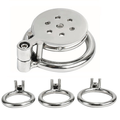 Sissy Mini Flat Metal Chastity Cage Stainless Steel Cock Ring Slave Bondage Penis Lock Husband Loyalty Couple Sex Game Adult Toy