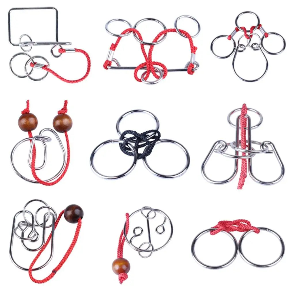 3D Metal Puzzle IQ Mind Brain Teaser Intelligence Buckle Interlock Unloop Toys Kong Ming Lock Game for Adult Kids