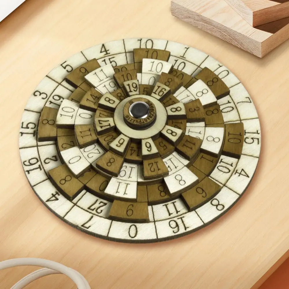 IQ Test Wooden Digital Puzzle Turntable Loop Puzzles Huarong Road Number Puzzle Mind Logic Brain Teasers Secret Box Puzzle