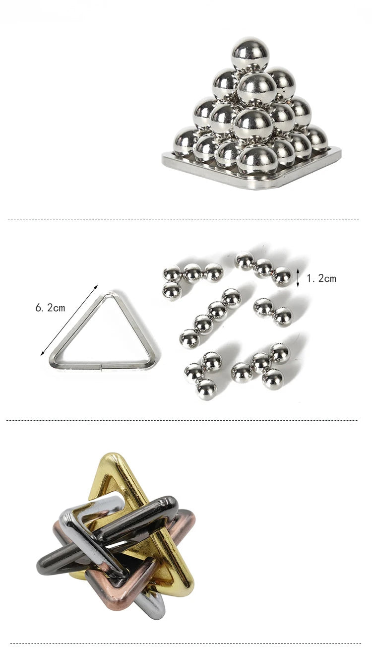 Creative Classic IQ Metal Brain Teaser Magic Baffling Puzzles Game Toys for Children Adults Funny Kids Gifts