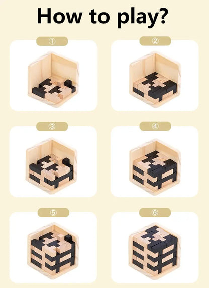 Funny Wooden Puzzles IQ Toys 54T Cube Educational Toys For Kids Intellectual Game For Adults And Puzzle Enthusiasts