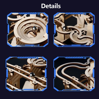 3D Wooden Puzzle DIY Mechanical Manual Model  Building Kits Assemble Toys Marble Run Set with 4 Ball for Adult Kids Gifts