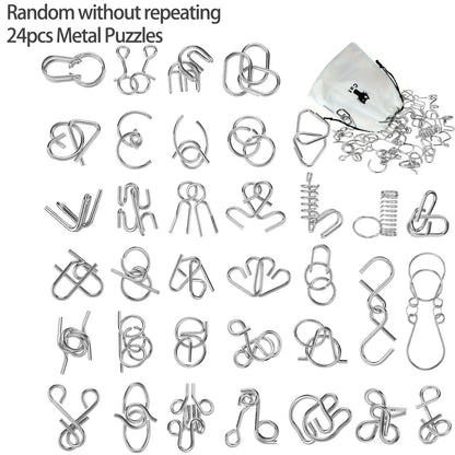 Metal Wire Puzzle Set,Brain Teaser IQ Test Disentanglemen Iron Link Unlock Interlock Game Chinese Ring Magic Trick Toy