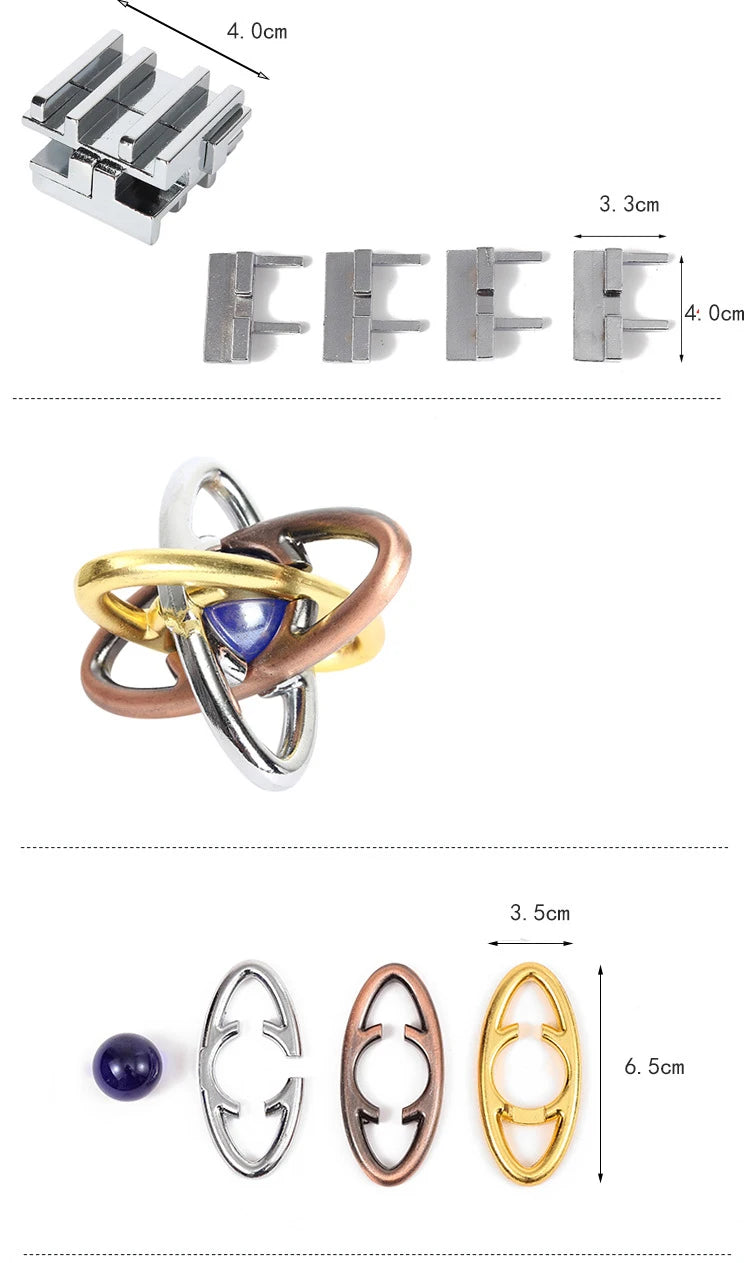 Creative Classic IQ Metal Brain Teaser Magic Baffling Puzzles Game Toys for Children Adults Funny Kids Gifts