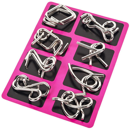 24Pcs/Set Metal Wire Puzzle Set IQ Mind Brain Teaser Reliever Parent-children Interactive Game Metal Link Unlock Interlock Toys