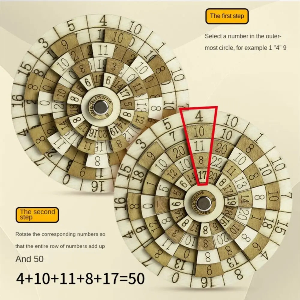 IQ Test Wooden Digital Puzzle Turntable Loop Puzzles Huarong Road Number Puzzle Mind Logic Brain Teasers Secret Box Puzzle