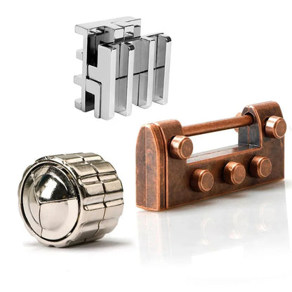 3PCS Highly Difficult Brain Teaser Puzzle Metal IQ Challenge Games Educational Toys For Kids Adults Juegos De Ingenio Metalico
