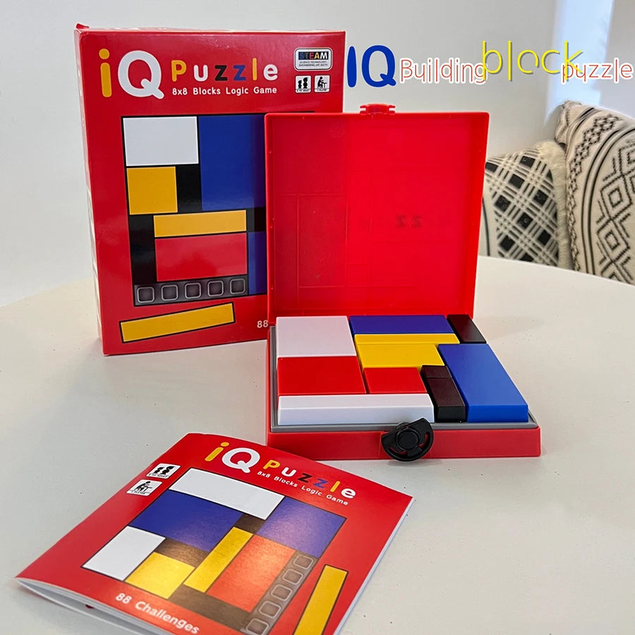 88 Challenges IQ Puzzle Building Blocks - Cognitive Skills Brain Training Game Mondrian Blocks Educational Toy for Kids