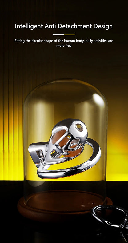 Stainless Steel Chastity Cage for Men, with Adjustable Rings (S/M/L) & Anti-Escape Belt, BDSM Adult Toy, Male Chastity Belt