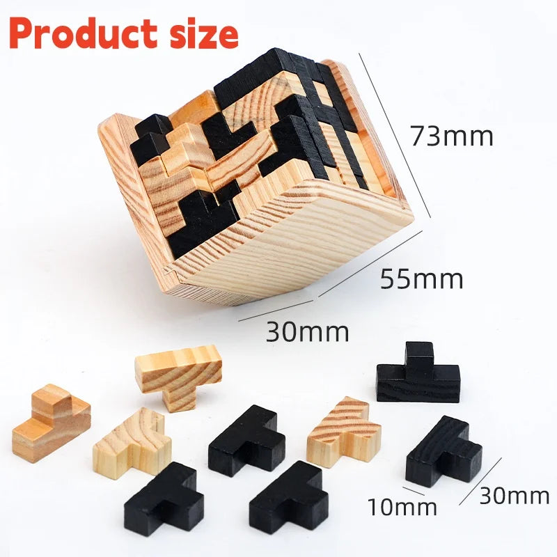 Funny Wooden Puzzles IQ Toys 54T Cube Educational Toys For Kids Intellectual Game For Adults And Puzzle Enthusiasts