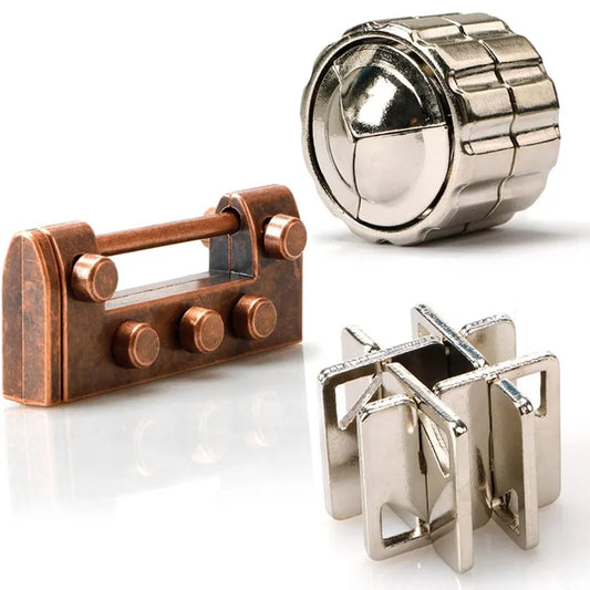 3PCS Highly Difficult Brain Teaser Puzzle Metal IQ Challenge Games Educational Toys For Kids Adults Juegos De Ingenio Metalico