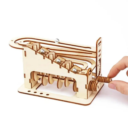DIY 3D Wooden Puzzle - Set of Mechanical Puzzles Spiral Marble Run Toy for Adult and Teen Builders