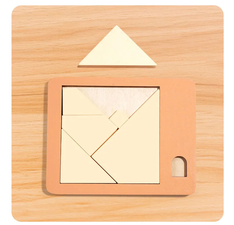 Wooden Geometric Puzzles Challenge Impossible Brain Burning Decompression IQ Tangram Brain Teasers Jigsaw Puzzle for Adults Kids