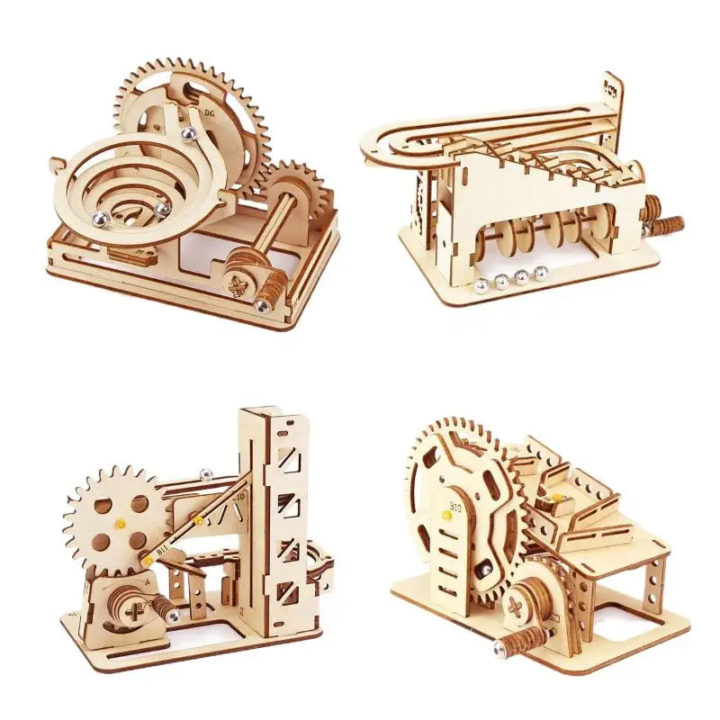 DIY 3D Wooden Puzzle - Set of Mechanical Puzzles Spiral Marble Run Toy for Adult and Teen Builders