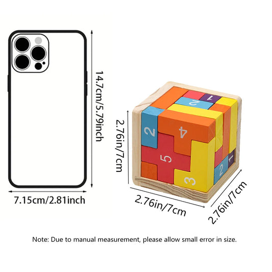 Colorful Wooden Blocks Puzzles,Classic Luban Lock Cube 3D Puzzle Toys, Intellectual Game for Children and Adults