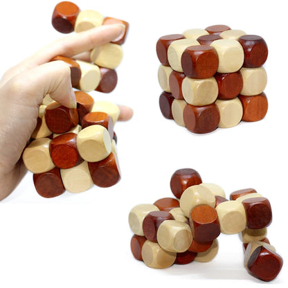 Snake Cube Twist Puzzle LuBan Lock Children Educational Intellectual Toys Wooden Brain Teasers For Kids Adults Best Gifts