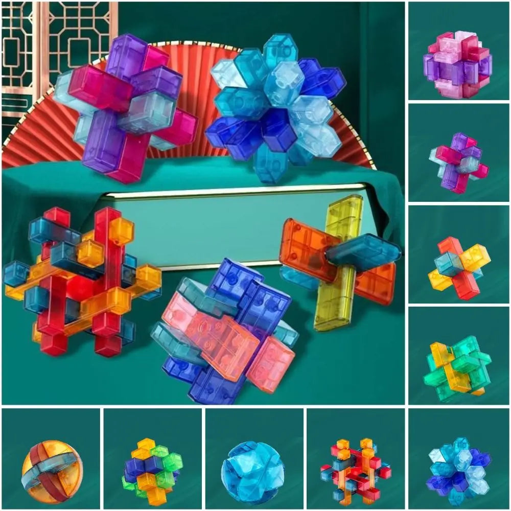 Brain Teaser Puzzles Transparent IQ Brain Teaser Puzzles Unlock Luban Lock Kong Ming Lock IQ Brain Teaser LuBan Lock Gifts