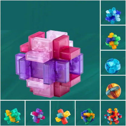 Brain Teaser Puzzles Transparent IQ Brain Teaser Puzzles Unlock Luban Lock Kong Ming Lock IQ Brain Teaser LuBan Lock Gifts