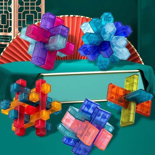 Brain Teaser Puzzles Transparent IQ Brain Teaser Puzzles Unlock Luban Lock Kong Ming Lock IQ Brain Teaser LuBan Lock Gifts