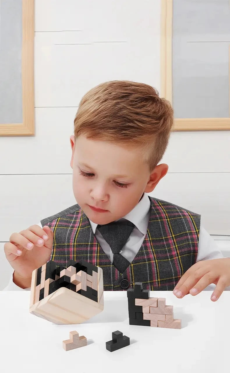 Funny Wooden Puzzles IQ Toys 54T Cube Educational Toys For Kids Intellectual Game For Adults And Puzzle Enthusiasts