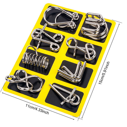 24Pcs/Set Metal Wire Puzzle Set IQ Mind Brain Teaser Reliever Parent-children Interactive Game Metal Link Unlock Interlock Toys