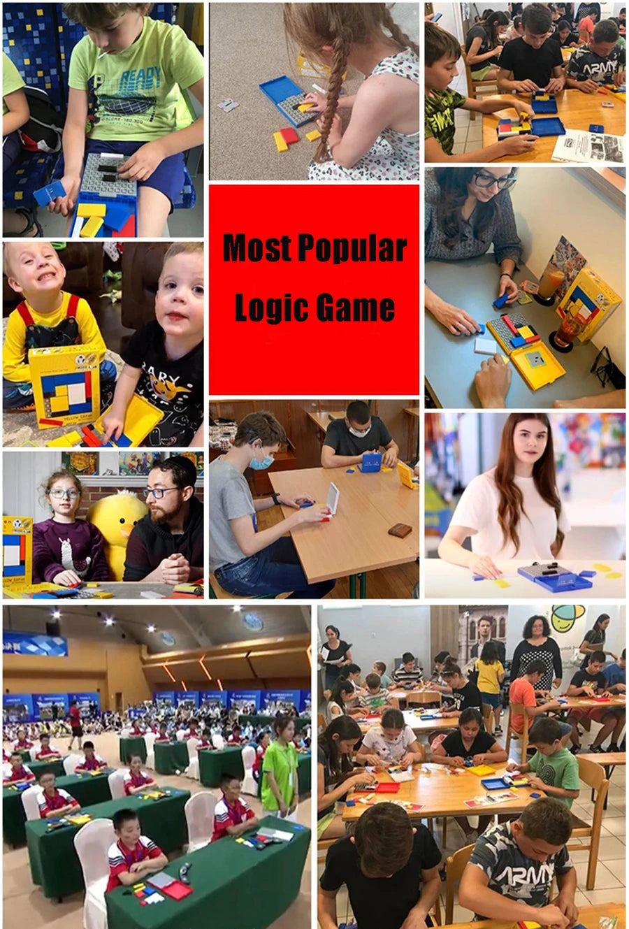 88 Challenges IQ Puzzle Building Blocks - Cognitive Skills Brain Training Game Mondrian Blocks Educational Toy for Kids