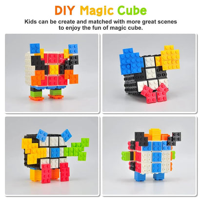Building Blocks 3D Magic Puzzle Cube 3x3x3 DIY Fidget Toy Brick Anti Stress Relief Sensory ADHD Educational Game for Kids Adult