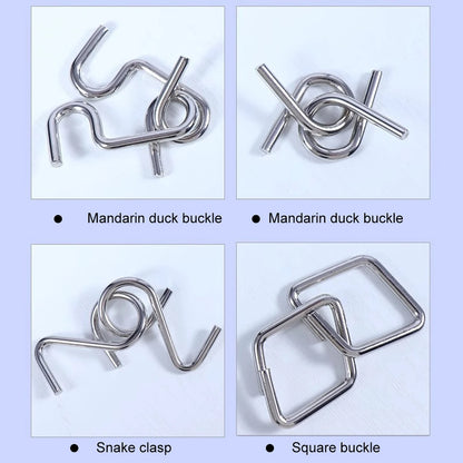 24Pcs/Set Metal Wire Puzzle Set IQ Mind Brain Teaser Reliever Parent-children Interactive Game Metal Link Unlock Interlock Toys