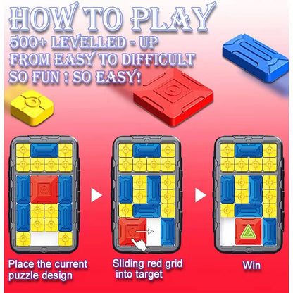Slide Block Brain Game Challenge Huarong Road Brain Teaser Sliding Puzzles Logical Thinking Interactive Toy Board Game Kid Gift