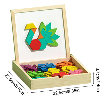 Magnetic Wooden Pattern Blocks Set STEMs Geometry Learning Toys For Kids 4-8, Educational Puzzle With Activity Cards