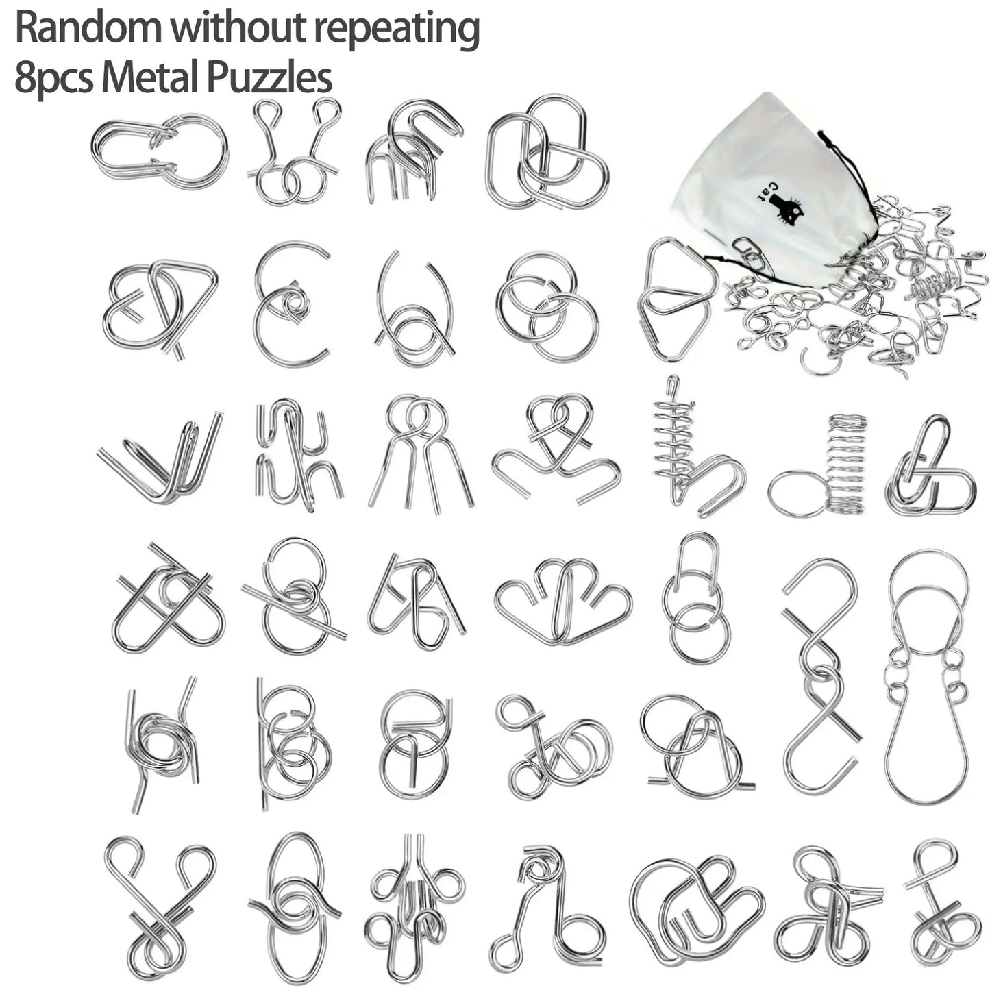 Metal Wire Puzzle Set,Brain Teaser IQ Test Disentanglemen Iron Link Unlock Interlock Game Chinese Ring Magic Trick Toy