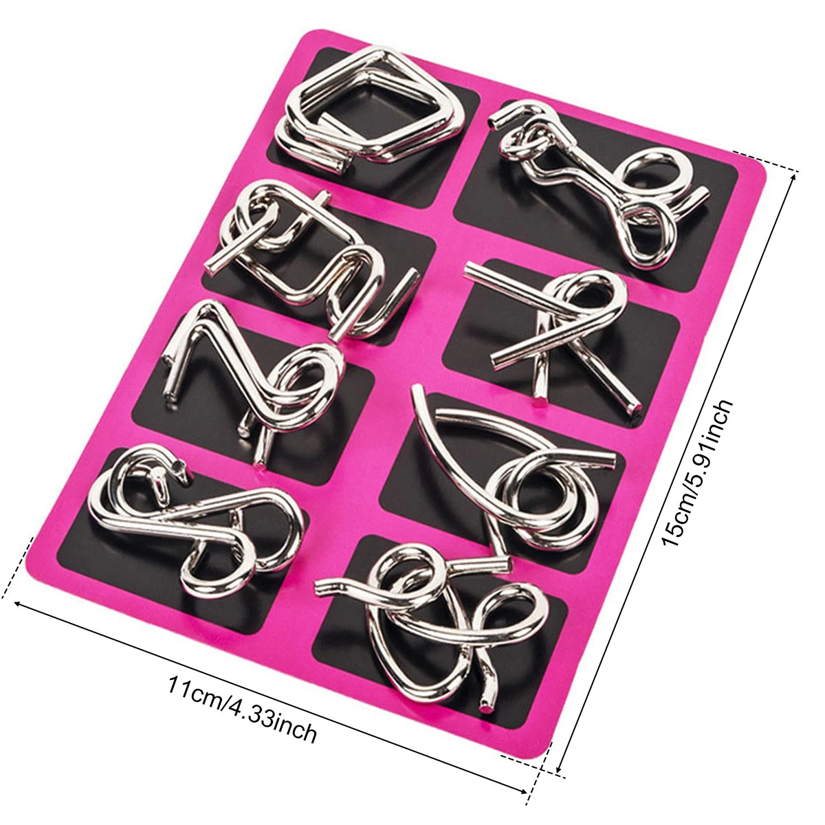 24Pcs/Set Metal Wire Puzzle Set IQ Mind Brain Teaser Reliever Parent-children Interactive Game Metal Link Unlock Interlock Toys