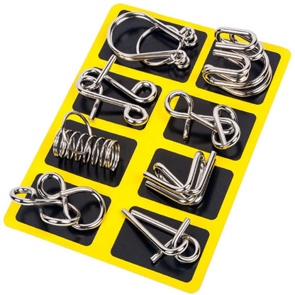 24Pcs/Set Metal Wire Puzzle Set IQ Mind Brain Teaser Reliever Parent-children Interactive Game Metal Link Unlock Interlock Toys