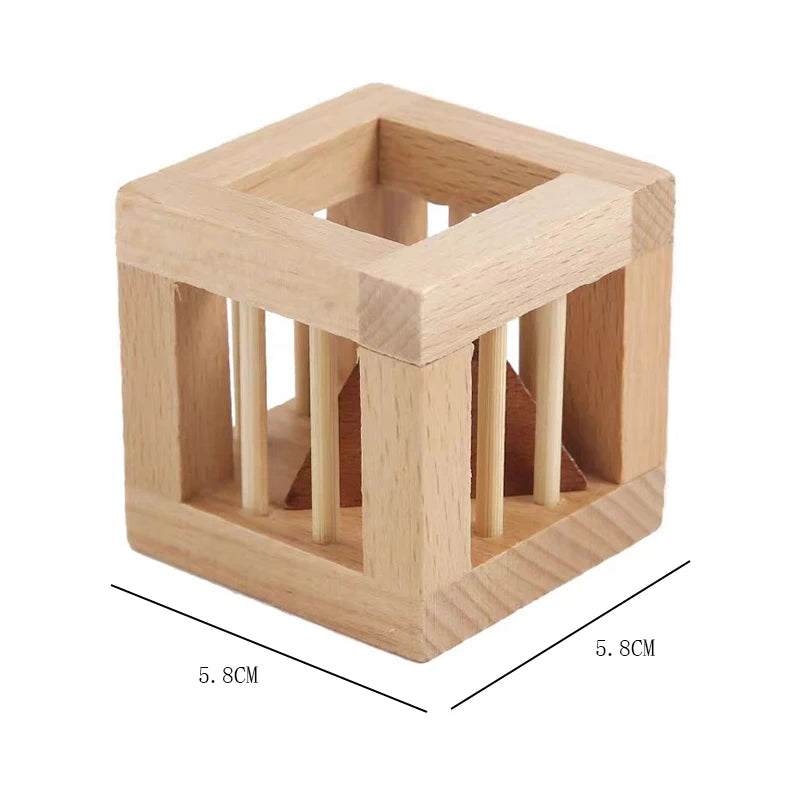 Wooden Brain Teaser Puzzles For Kids And Adult Cage Apart Triangle Luban Lock IQ Challenge Games Educational Intellectual Toys