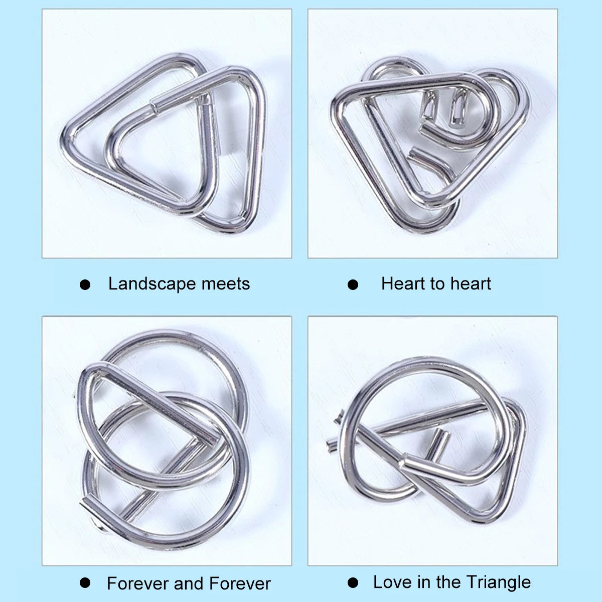 24Pcs/Set Metal Wire Puzzle Set IQ Mind Brain Teaser Reliever Parent-children Interactive Game Metal Link Unlock Interlock Toys