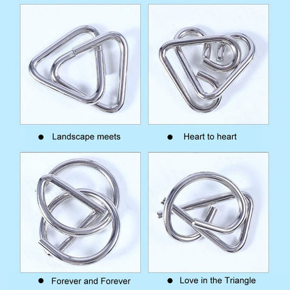 24Pcs/Set Metal Wire Puzzle Set IQ Mind Brain Teaser Reliever Parent-children Interactive Game Metal Link Unlock Interlock Toys