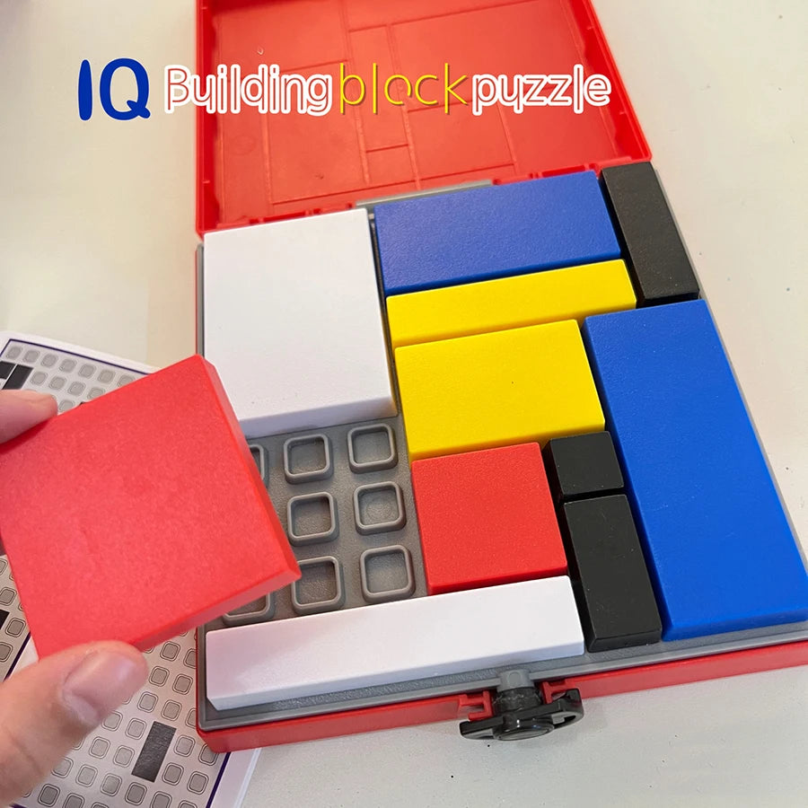 88 Challenges IQ Puzzle Building Blocks - Cognitive Skills Brain Training Game Mondrian Blocks Educational Toy for Kids