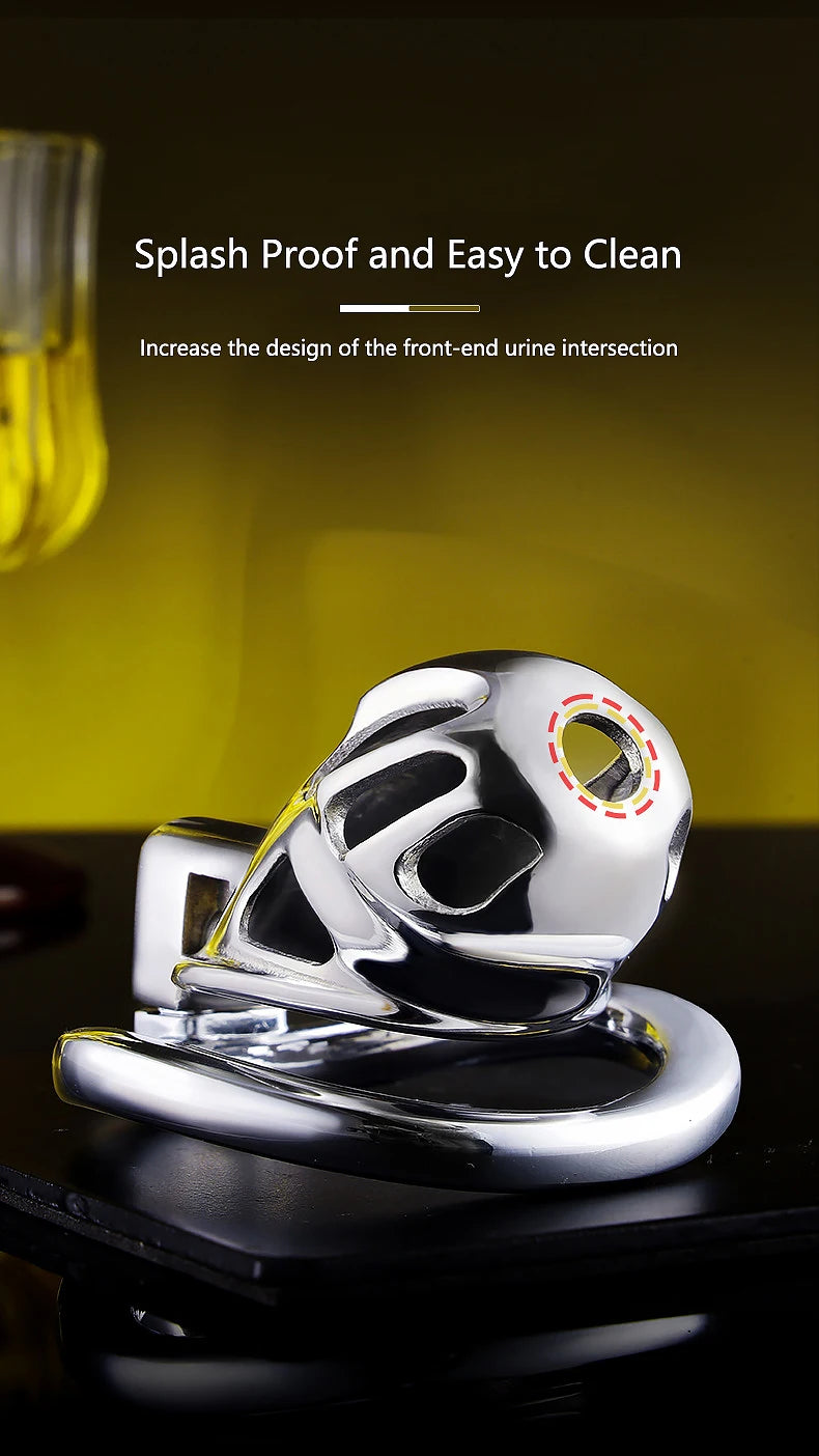 Stainless Steel Chastity Cage for Men, with Adjustable Rings (S/M/L) & Anti-Escape Belt, BDSM Adult Toy, Male Chastity Belt