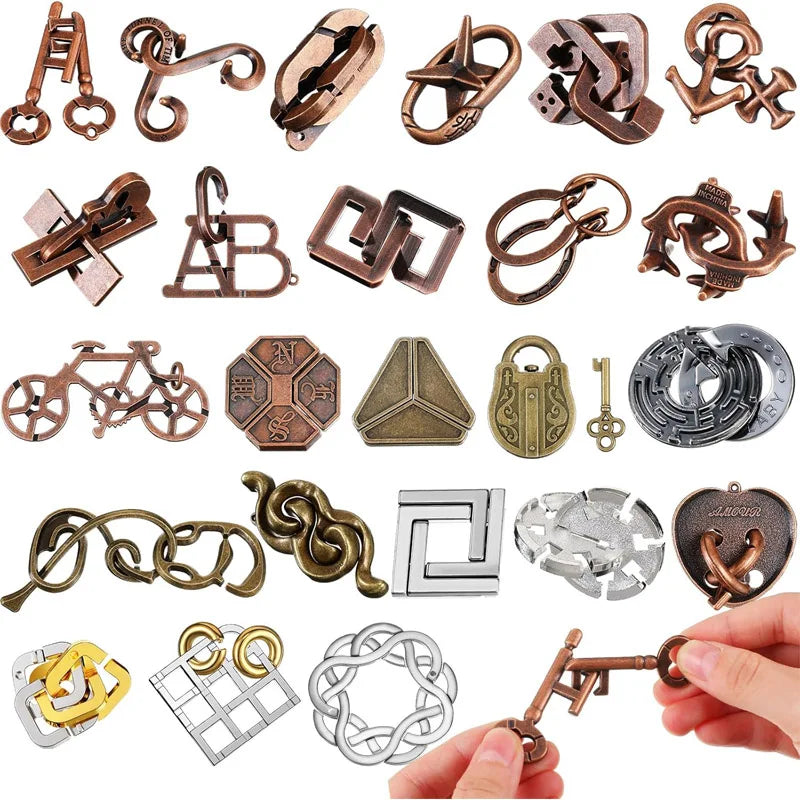 3PCS Metal Disentanglement Puzzles for Adults Kids Highly Difficult Brain teaser Games Horseshoe Lock IQ Test Educational Toys