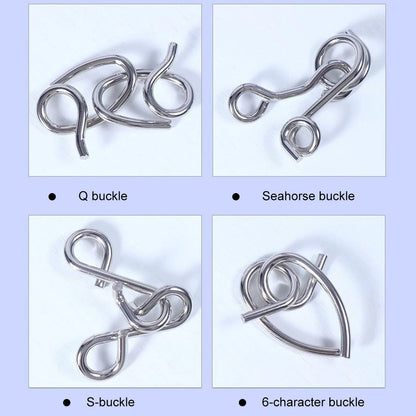 24Pcs/Set Metal Wire Puzzle Set IQ Mind Brain Teaser Reliever Parent-children Interactive Game Metal Link Unlock Interlock Toys