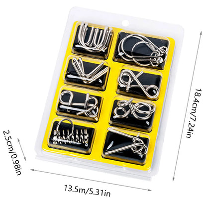 24Pcs/Set Metal Wire Puzzle Set IQ Mind Brain Teaser Reliever Parent-children Interactive Game Metal Link Unlock Interlock Toys