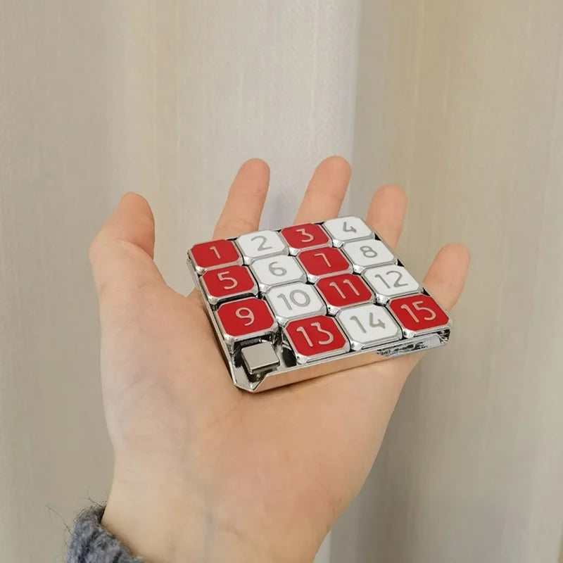 1-15 Metal Number Slide Puzzle Brain Puzzle Games Exercise The Brain Educational Toy Developing for Children Huarong Road Toys