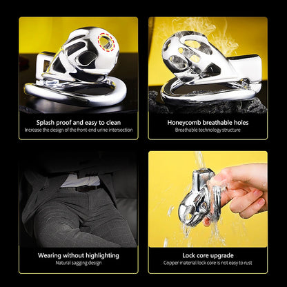 Stainless Steel Chastity Cage for Men, with Adjustable Rings (S/M/L) & Anti-Escape Belt, BDSM Adult Toy, Male Chastity Belt