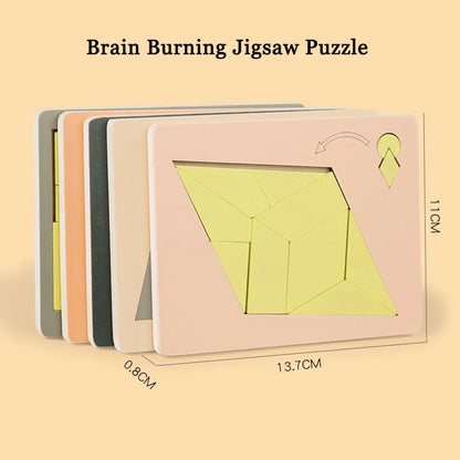 Wooden Geometric Puzzles Challenge Impossible Brain Burning Decompression IQ Tangram Brain Teasers Jigsaw Puzzle for Adults Kids