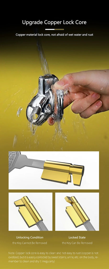 Stainless Steel Chastity Cage for Men, with Adjustable Rings (S/M/L) & Anti-Escape Belt, BDSM Adult Toy, Male Chastity Belt