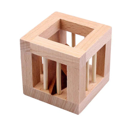 Wooden Brain Teaser Puzzles For Kids And Adult Cage Apart Triangle Luban Lock IQ Challenge Games Educational Intellectual Toys